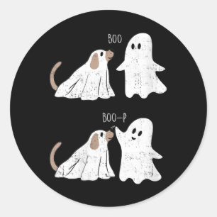 Womens Retro Vintage Boo Boop Ghost And Dog Classic Round Sticker