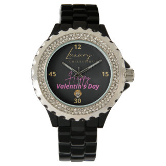 Women's Rhinestone Black Enamel Watch