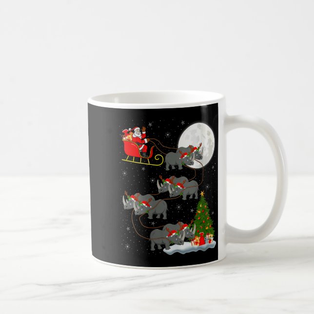 Womens Rhino Santa Sleigh Flying Funny Magical Chr Coffee Mug (Right)