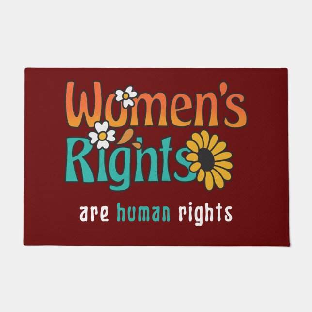 Women's Rights Human Rights Floral Quote  Doormat (Front)
