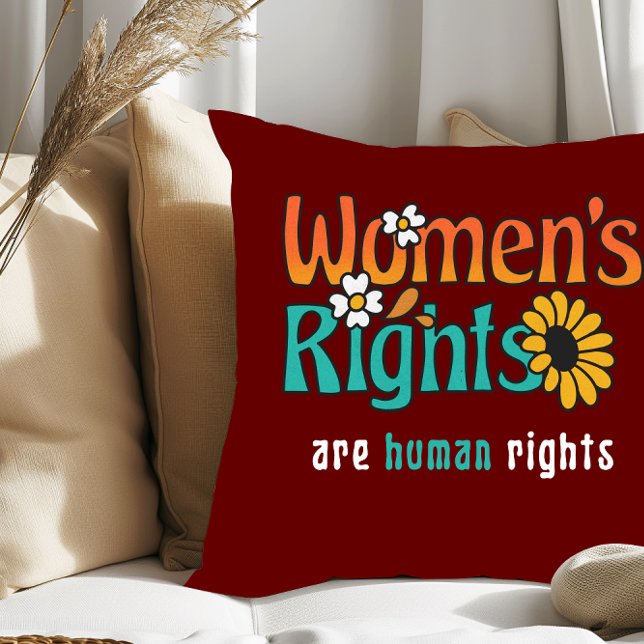 Women's Rights Human Rights Floral Quote Throw Pillow (Creator Uploaded)