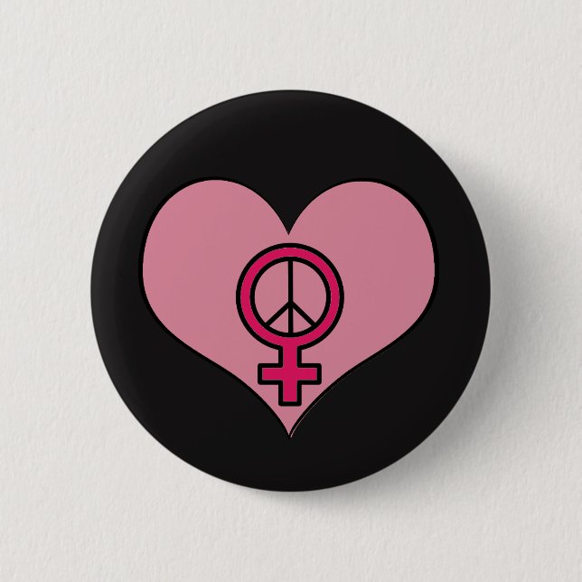 Womens Rights Protest Heart Feminist Round Button (Front)