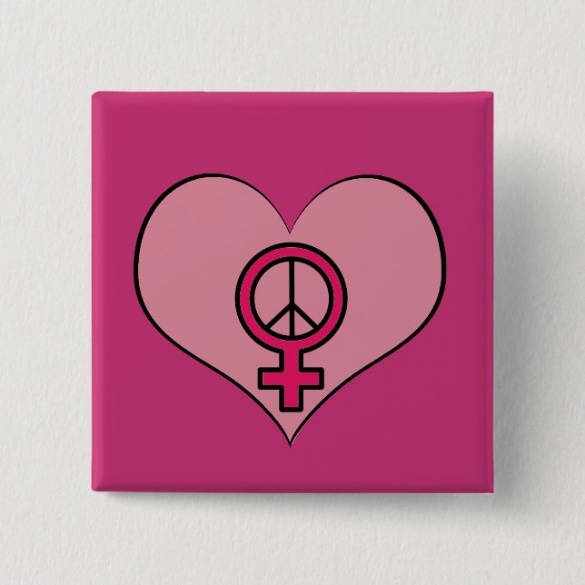 Womens Rights Protest Heart Feminist Square Button (Front)