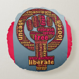 women's rights raised fist 2017 LGBTQIA Round Pillow