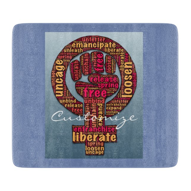 women's rights raised fist Thunder_Cove Cutting Board (Front)