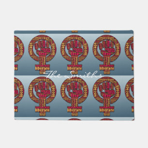 women's rights raised fist Thunder_Cove Doormat
