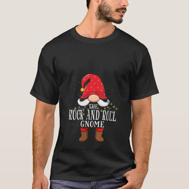 Womens Rock and roll Gnome Matching Christmas Fami T-Shirt (Front)