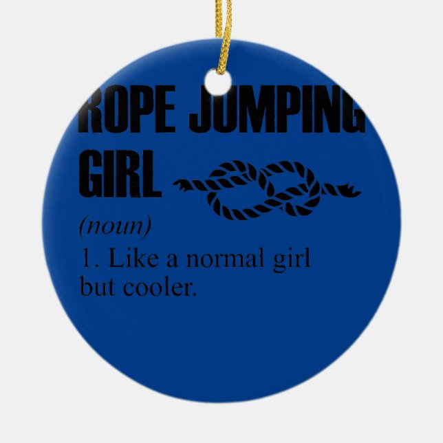 Womens Rope Jumping Girl Definition Rope Jumping Ceramic Ornament (Front)