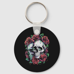 Womens Rose Flower Aesthetic Punk Gothic V-neck Keychain