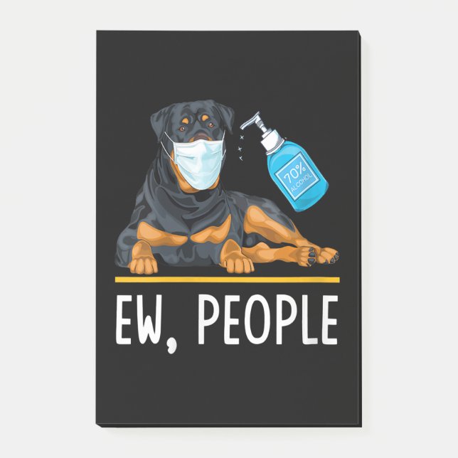 Womens Rottweiler Dog Face Mask Hand Sanitizer Fun Post-it Notes (Front)