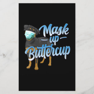 Womens Rottweiler Dog with Mask - Mask up Buttercu Stationery