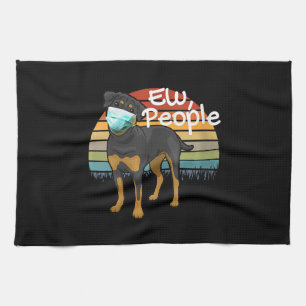 Womens Rottweiler Puppy with Mask - Ew People - Kitchen Towel