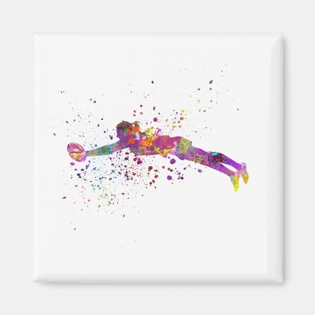 Women's rugby in watercolor magnet (Front)