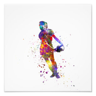 Women's rugby in watercolor photo print
