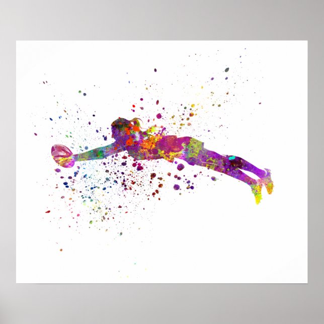 Women's rugby in watercolor poster (Front)