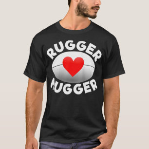 Womens Rugger Hugger Rugby Lover Heart And Ball  T-Shirt