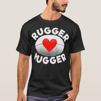 Womens Rugger Hugger Rugby Lover Heart And Ball  T-Shirt