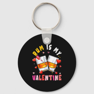 Women's Rum Is My Valentine Hearts Matching Drinke Keychain