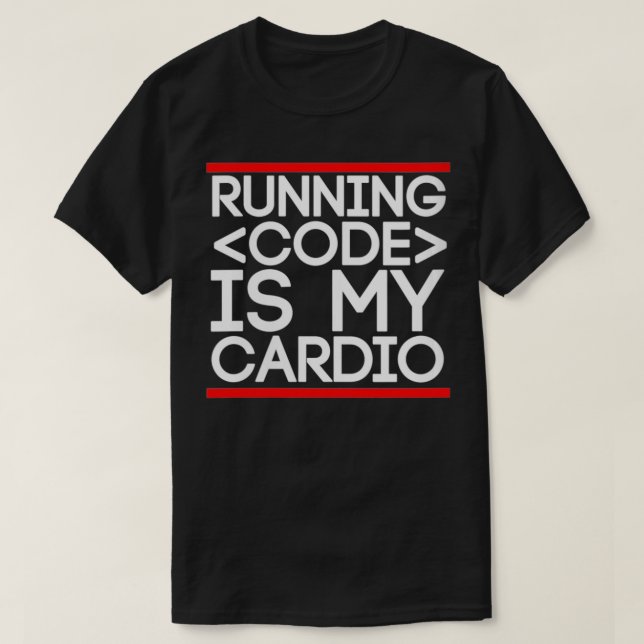 Womens Running Code Is My Cardio,RUM CMD Prompt Co T-Shirt (Design Front)