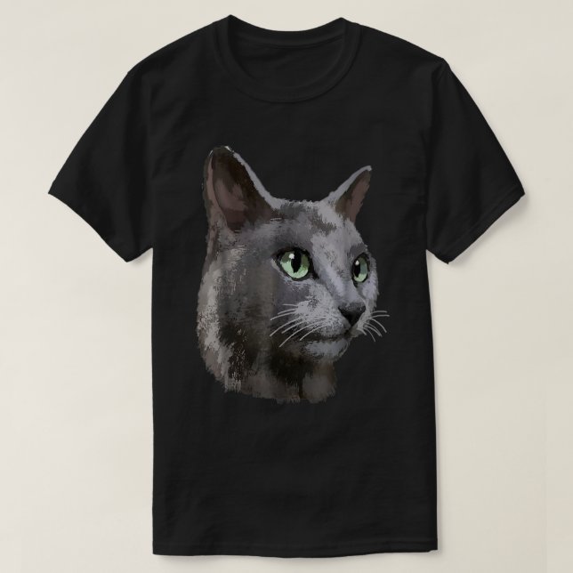 Womens Russian Blue Cat Tee Tees VNeck  (Design Front)