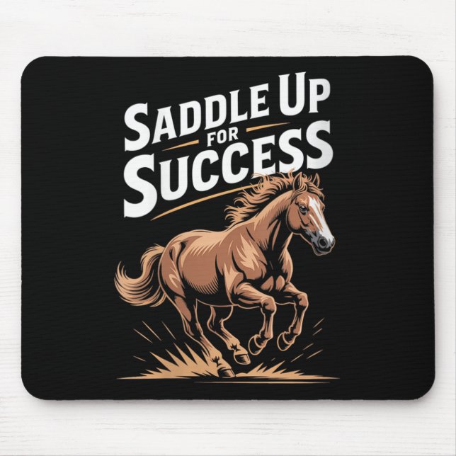 Womens Saddle Up For Success Motivational Horse Ri Mouse Pad (Front)