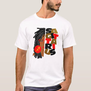 Womens Sagittarius Girl Afro Locs Girl Zodiac Sign T-Shirt
