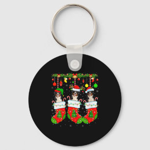 Womens Saint Bernard Dog In Christmas Socks Funny Keychain