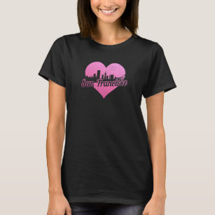 Womens San Francisco California Skyline Heart Vint T-Shirt