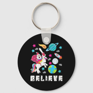 Womens Santa Believe Ugly Christmas Sweater Christ Keychain