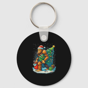 Womens Santa Bigfoot Christmas Tree Sasquatch Xmas Keychain