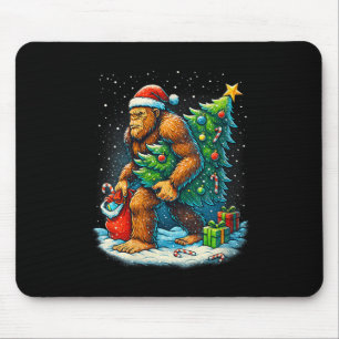 Womens Santa Bigfoot Christmas Tree Sasquatch Xmas Mouse Pad