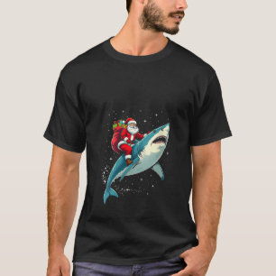Womens Santa Claus Riding Shark Men Boys Funny Chr T-Shirt