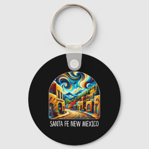 Womens Santa Fe New Mexico - Expressionism Art - V Keychain