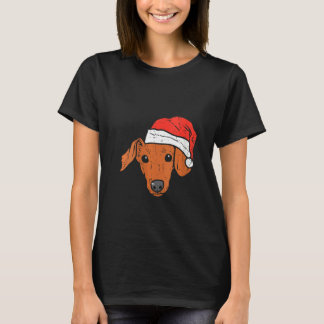 Womens Santa Hat Dachshund Pjs Christmas Xmas Wien T-Shirt