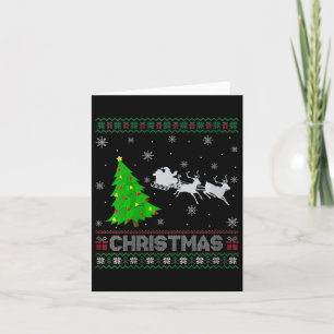 Womens Santa Sleigh Xmas Tree Lighting Ugly Christ Card