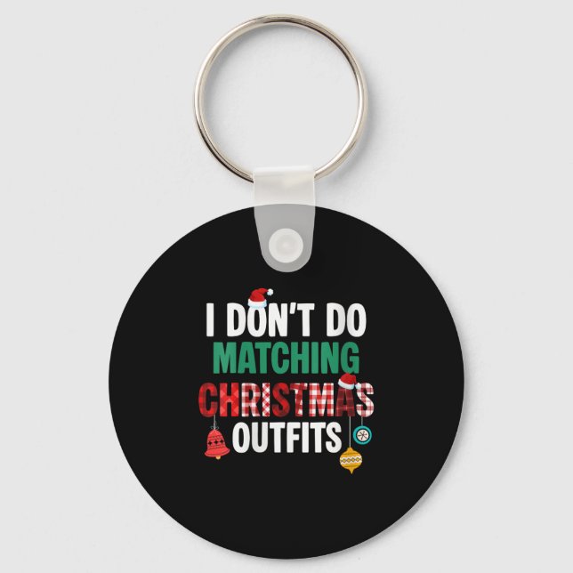 Womens Santa Xmas Red Buffalo Plaid I Dont Do Matc Keychain (Front)