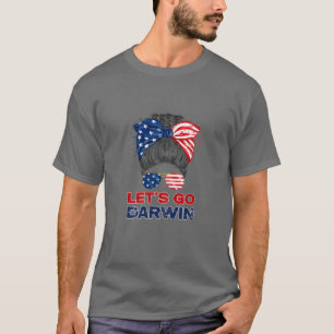 Womens Sarcastic Quote USA Flag Bandana Messy Bun T-Shirt
