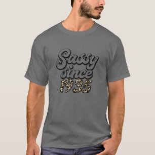 Womens Sassy Since 1935 Leopard Happy 87Th Birthda T-Shirt