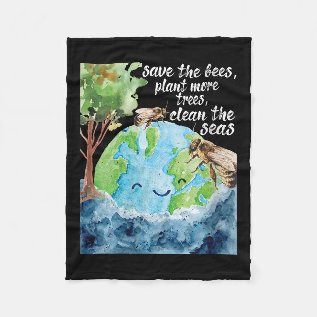 Womens Save The Bees - Environmental Protection Fleece Blanket (Front)