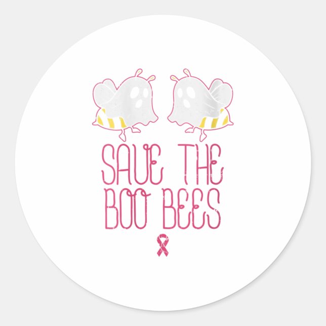 Womens Save The Boo Bees Breast Cancer Aware Classic Round Sticker (Front)