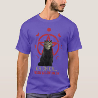 Womens Scary Cat Pentagram Horror Halloween Party T-Shirt