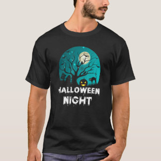 Womens Scary Halloween Broom Engraved Pumpkin Grav T-Shirt