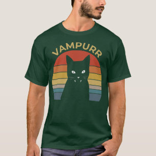 Womens Scary Halloween design broom vampire cat va T-Shirt