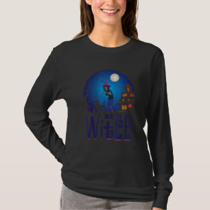 Womens Scary Halloween heart broom witch T-Shirt