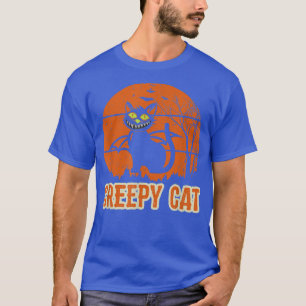 Womens Scary spooky Halloween design creepy cat  T-Shirt