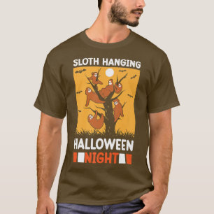 Womens Scary spooky sloth hanging halloween night T-Shirt