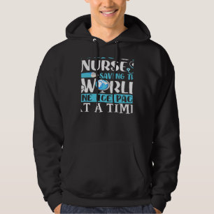 Womens School Nurse Saving The World One Ice Pack Hoodie