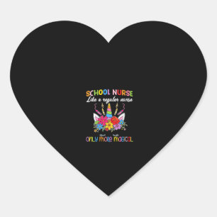 Womens School Nurse Unicorn Magical Back To School Heart Sticker