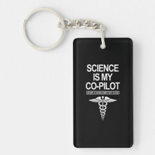 Womens Science Is My Co-Pilot Funny Gift Keychain