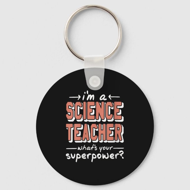 Womens Science Teacher Superwer Funny Nerd Pride V Keychain (Front)